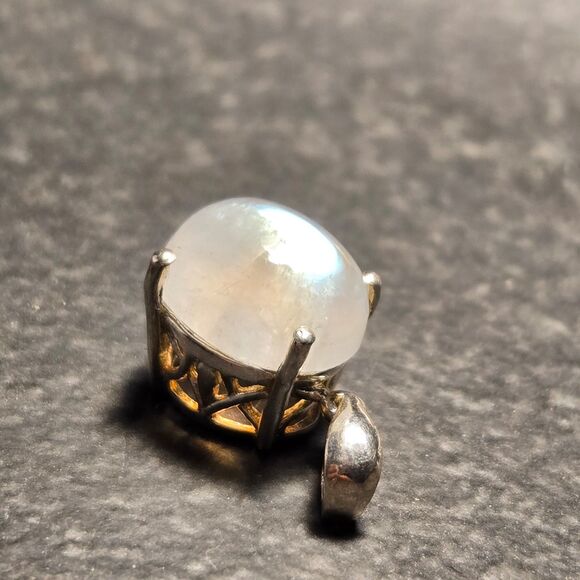 White Rainbow Stone Sterling Silver Pendant - Picture 3 of 5